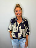 Floral Scalloped Trim Blouse
