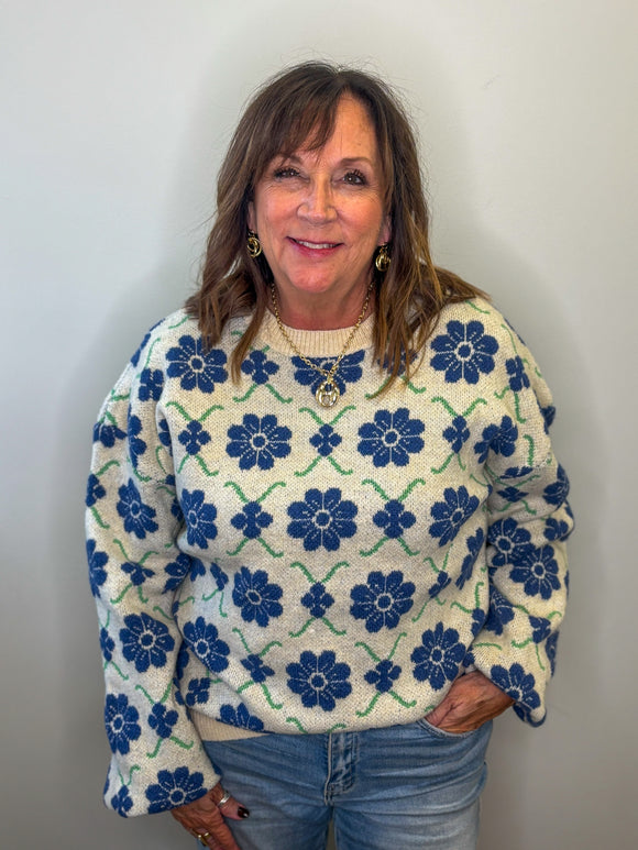 Retro Floral Sweater