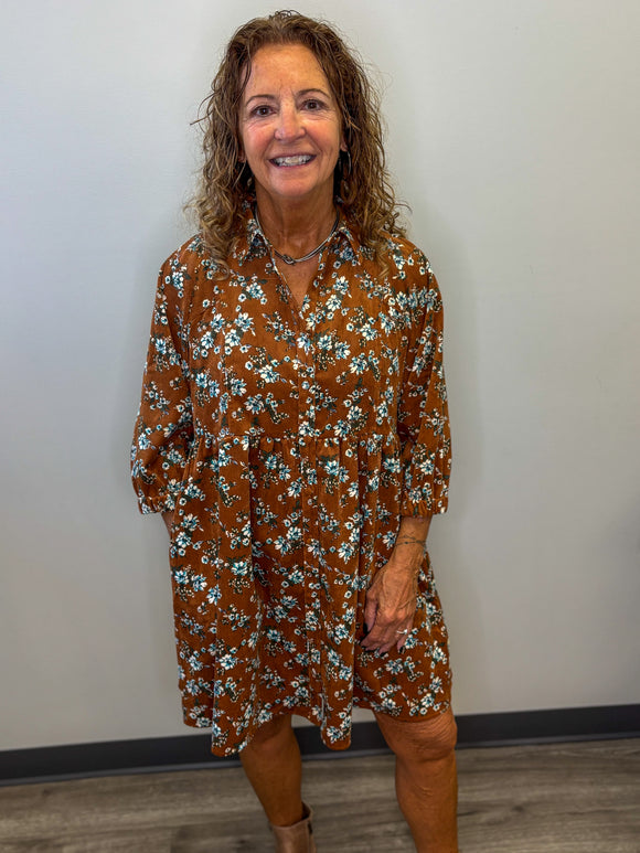 Floral Corduroy Dress