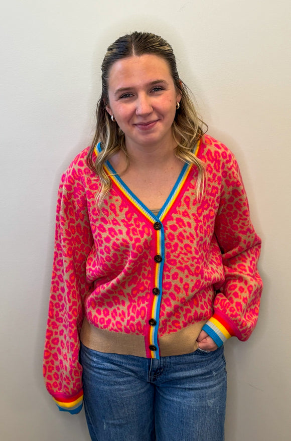Hot Pink Animal Print Cardi