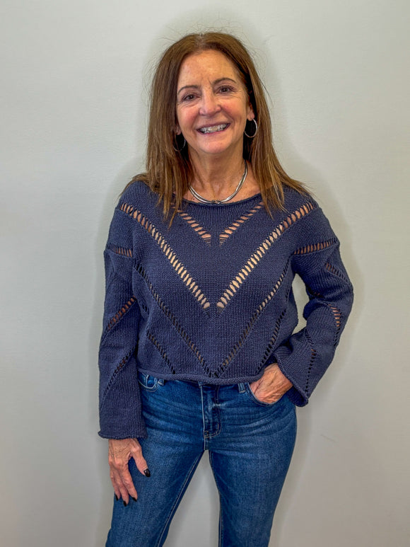 Distressed Cutoff Knit Top