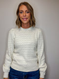 Puff Sleeve Scalloped Edge Sweater