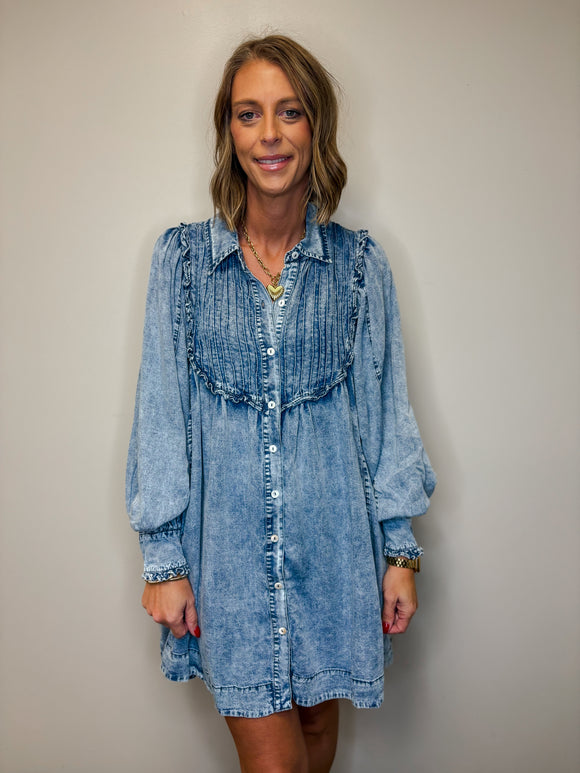 Babydoll Chambray Denim Dress