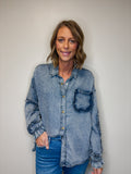 Pocket Frills Denim Top