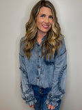 Pocket Frills Denim Top