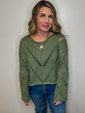 Distressed Cutoff Knit Top