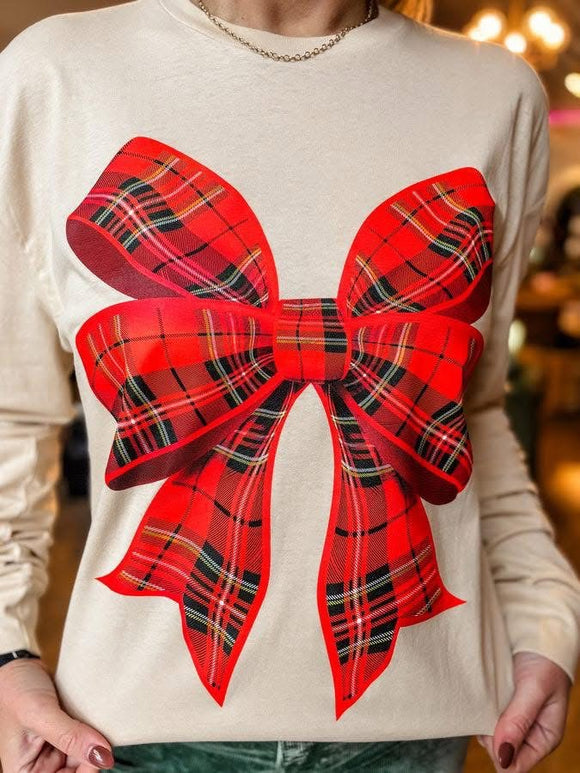 Plaid Bow Longsleeve Tee