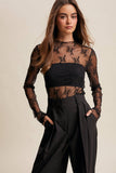 Sheer Lace Long-Sleeve Top