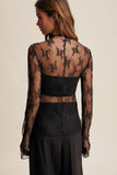 Sheer Lace Long-Sleeve Top