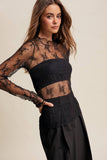 Sheer Lace Long-Sleeve Top