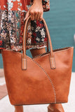 2 2-in-1 Stitch Trim Detail Shoulder/Tote Set Bag