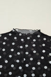 OMG! Polka Dot Mesh Mock Neck Long Sleeve Top
