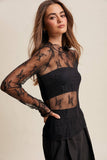 Sheer Lace Long-Sleeve Top