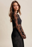 Sheer Lace Long-Sleeve Top