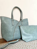 2 2-in-1 Stitch Trim Detail Shoulder/Tote Set Bag