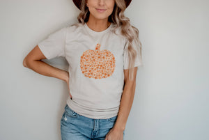 Retro Floral Pumpkin  Graphic Tee | Trendy Fall Tee