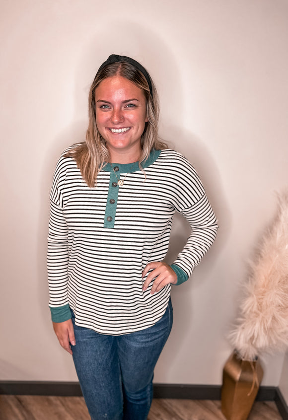 Stripe Contrast Henley